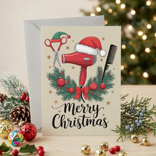 Merry Christmas Hairstylist Hairdresser Xmas Hair  Holiday Postcard