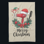 Merry Christmas Hairstylist Hairdresser Xmas Hair  Kitchen Towel<br><div class="desc">Merry Christmas Hairstylist Hairdresser Xmas Hair Tools</div>