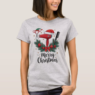 Merry Christmas Hairstylist Hairdresser Xmas Hair T-Shirt