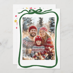 Merry Christmas Hand-Drawn CUSTOM PHOTO  Holiday Card