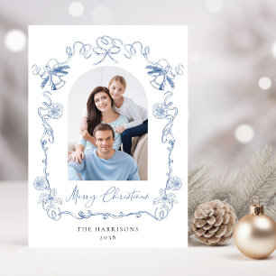 Merry Christmas Hand Drawn Frame Photo Holiday Card