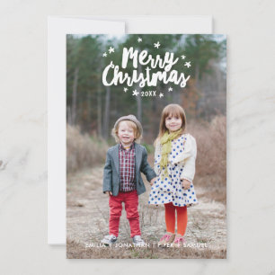 Merry Christmas Hand Lettered Photo Flat Card