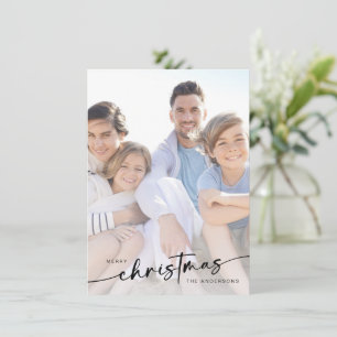 Merry Christmas Hand Lettered Photo  Holiday Card