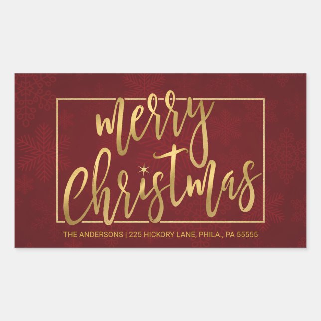 Merry Christmas Hand-Lettered Return Address Sticker (Front)