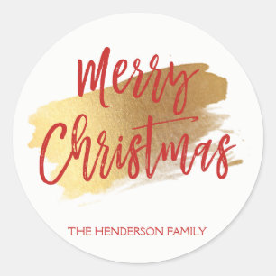 Merry Christmas Hand Lettered Script Christmas Classic Round Sticker