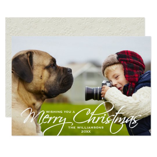Merry Christmas Hand-lettered Script Photo Card