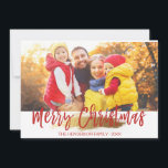Merry Christmas Hand Lettered Script Photo Card<br><div class="desc">Merry Christmas Hand Lettered Script Gold Foil Photo Card. The photo and text of this hand lettered brush script can be updated and customized with your photo and family name. This card also displays the family name and a gold foil wreath on the back of the Christmas Card.</div>