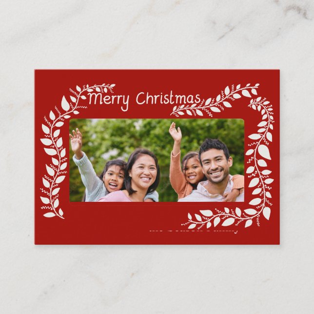Merry Christmas handlettered Photocard Enclosure Card (Front)