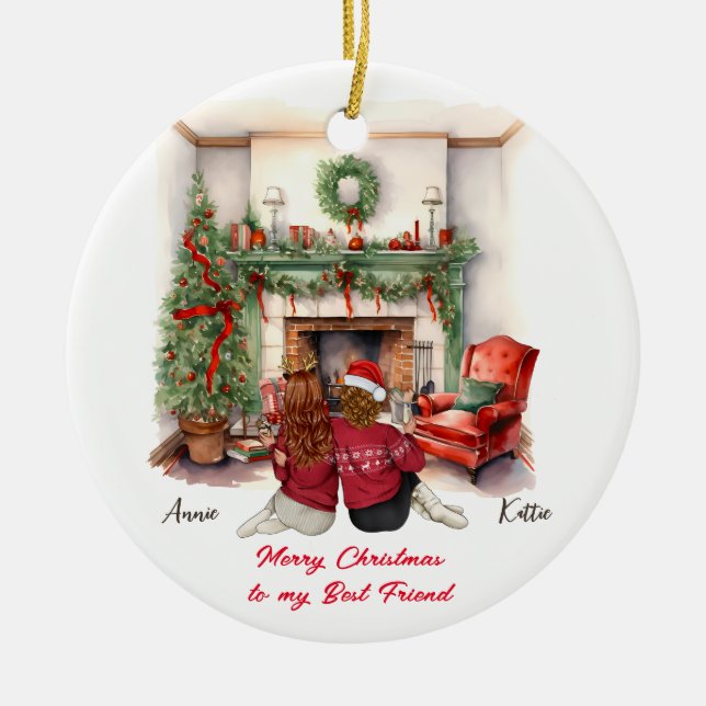 Merry Christmas Handmade Bestie Christmas-2 Ceramic Ornament (Front)