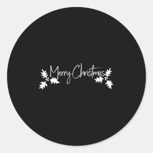 Merry Christmas Handwriting Script With Holly  Classic Round Sticker