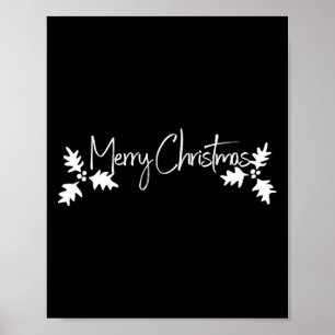 Merry Christmas Handwriting Script With Holly  Poster
