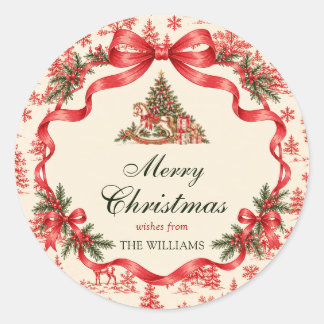 Merry Christmas Handwritten Script Classic Round Sticker