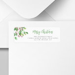 Merry Christmas handwritten script return address<br><div class="desc">Modern minimalist calligraphy Merry Christmas return address label with holly berry greenery leaves.</div>