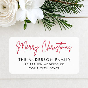 Merry Christmas handwritten script return address Label