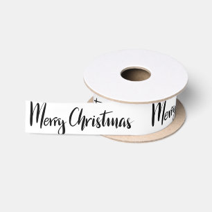 Merry Christmas Handwritten Script Satin Ribbon