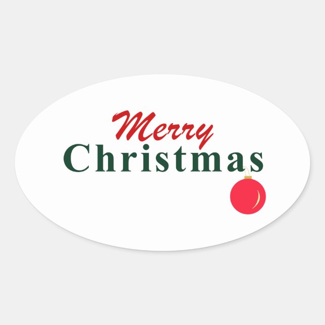 Merry Christmas, Hanging Ornament Elegant Modern Oval Sticker (Front)