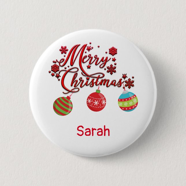 Merry Christmas Hanging Ornaments 2 Inch Round Button (Front)