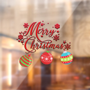 Merry Christmas Hanging Ornaments Window Cling