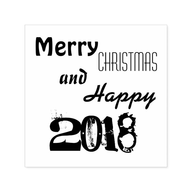 Merry Christmas Happy 2018 Typography Stamp (Design)