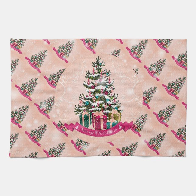 Merry Christmas Happy Best Gift Kitchen Towel (Horizontal)