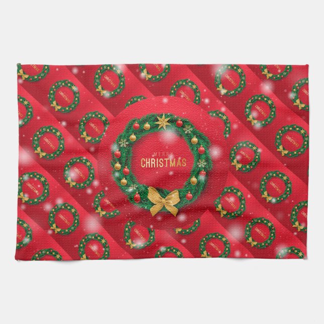 Merry Christmas Happy Best Gift Kitchen Towel (Horizontal)
