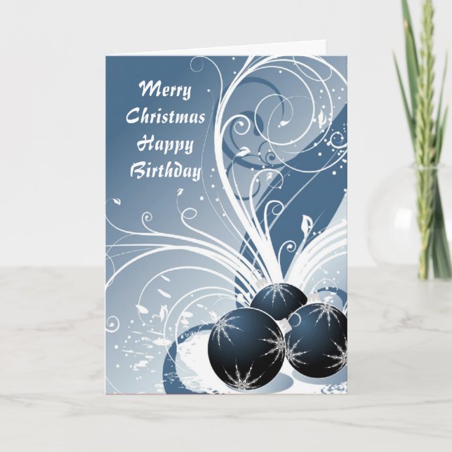 Merry Christmas Happy Birthday Holiday Card (Front)