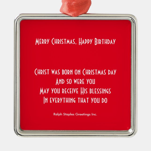 Merry Christmas happy birthday Metal Ornament (Front)