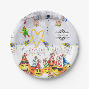 Merry Christmas Happy Birthday Paper Plates
