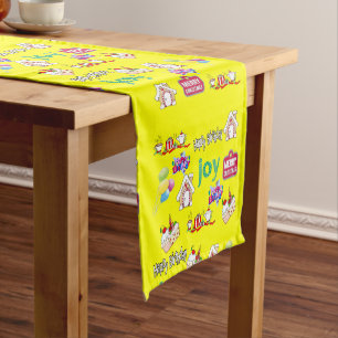 Merry Christmas Happy Birthday Table Runner