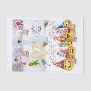 Merry Christmas Happy Birthday Tissue Paper