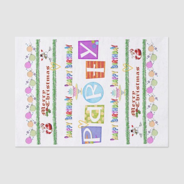 Merry Christmas Happy Birthday Tissue Paper  (Front)