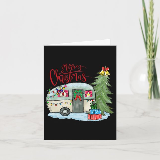Merry Christmas Happy Camper Fun Camping Life Fami Card (Front)