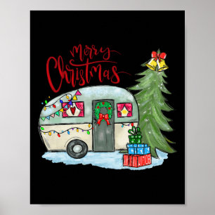 Merry Christmas Happy Camper Fun Camping Life Fami Poster