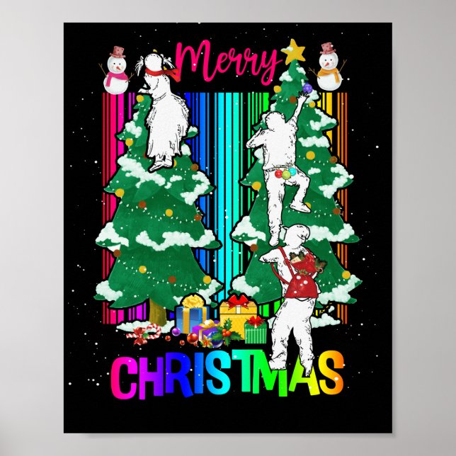 Merry Christmas Happy Family Xmas Tree Celebration Poster (Front)