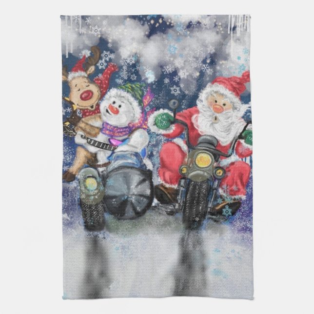 Merry Christmas - Happy Friends - Fun Painting Kitchen Towel (Vertical)