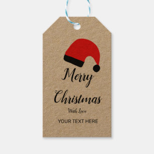Merry christmas happy gift red cap Gift Tag