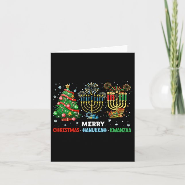 Merry Christmas Happy Hanukkah And Happy Kwanzaa 1 Card (Front)