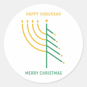 Merry Christmas, Happy Hanukkah Classic Round Sticker
