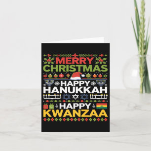 Merry Christmas Happy Hanukkah Happy Kwanzaa 12  Card