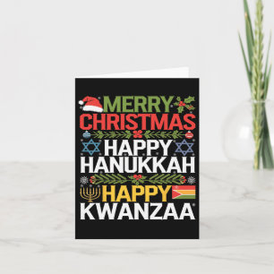 Merry Christmas Happy Hanukkah Happy Kwanzaa 18 Card