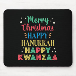 Merry Christmas Happy Hanukkah Happy Kwanzaa 9 Mouse Pad
