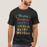 Merry Christmas Happy Hanukkah Happy Kwanzaa Premi T-Shirt<br><div class="desc">Merry Christmas Happy Hanukkah Happy Kwanzaa Premium 5</div>