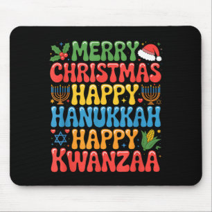 Merry Christmas Happy Hanukkah Kwanzaa Quote Mouse Pad