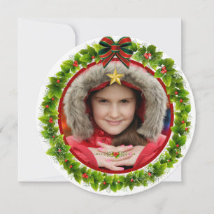 Merry Christmas & Happy Holidays Christmas Wreath Holiday Card