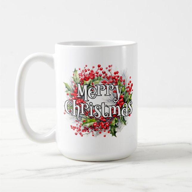 Merry Christmas | Happy Holidays Coffee Mug (Left)