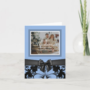 Merry Christmas happy holidays custom script blue Invitation