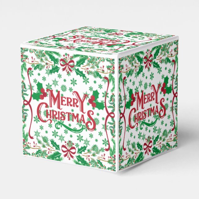 Merry Christmas Happy Holidays  Favor Box (Front Side)