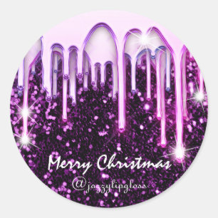 Merry Christmas Happy Holidays From Drips Purple Classic Round Sticker