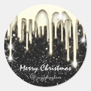Merry Christmas Happy Holidays From GoldDripBlack Classic Round Sticker
