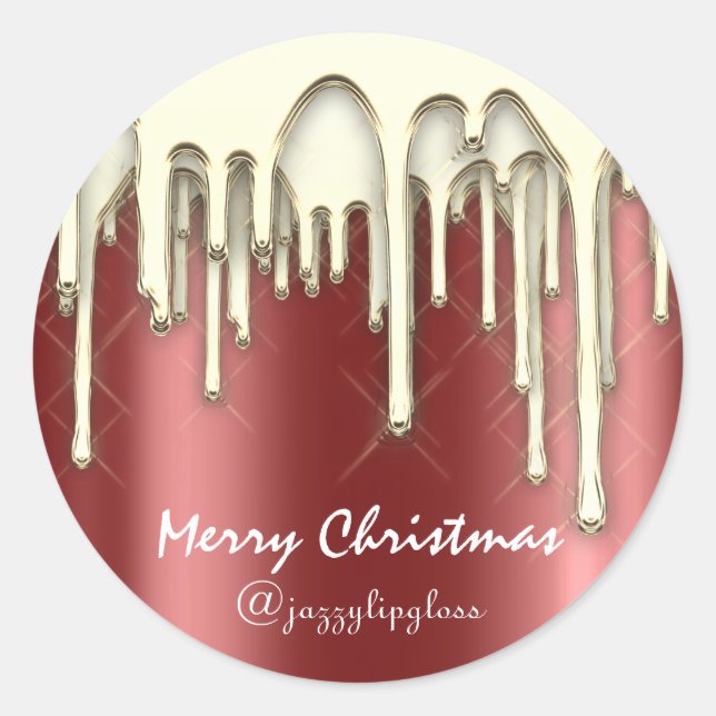Merry Christmas Happy Holidays From GoldDripMaroon Classic Round Sticker (Front)